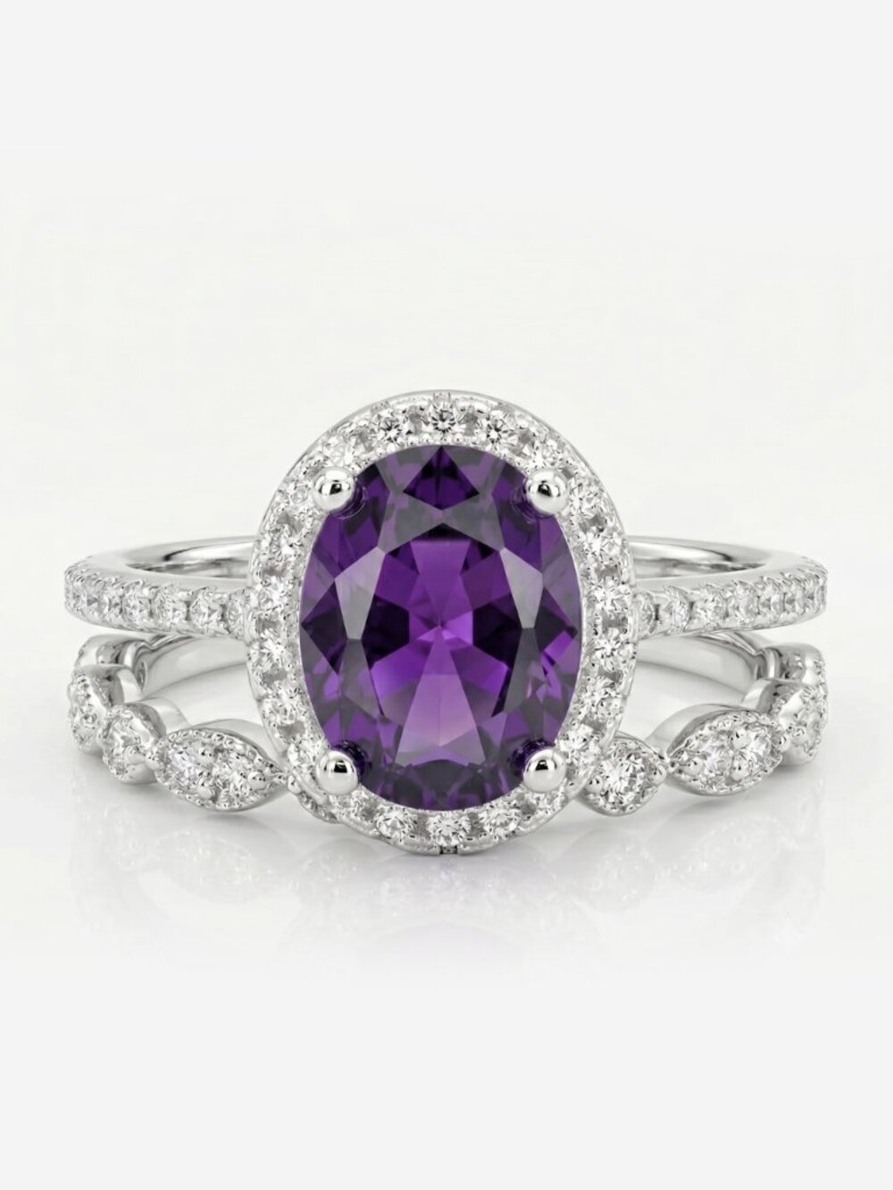 Purple Amethyst Ring Set, 925 Sterling Silver Charmed Aroma Size 8